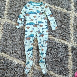 Free Birdees Bison Winter Mountain Theme Bamboo Onesie Pajamas Size 12-18 Month